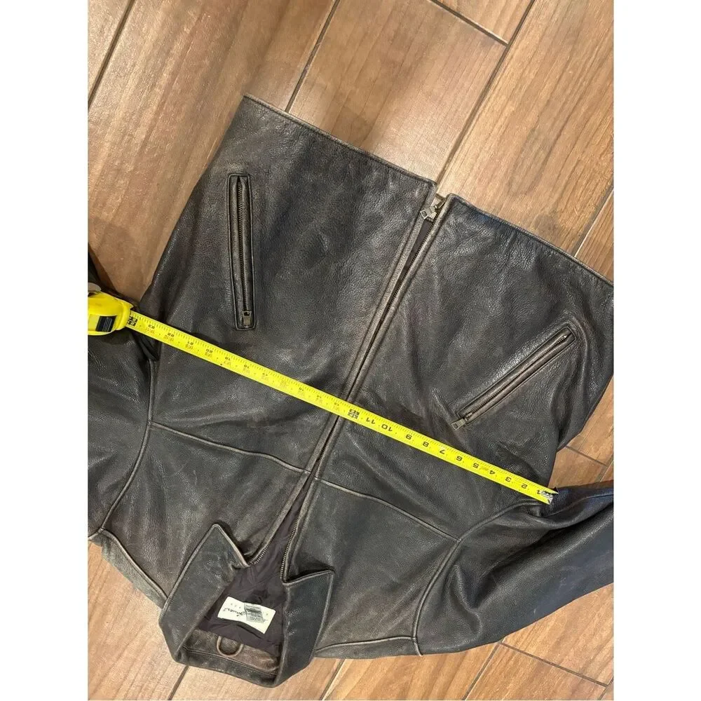🧥 Eddie Bauer Distressed Leather Jacket Men’s Large Brown Vintage Style